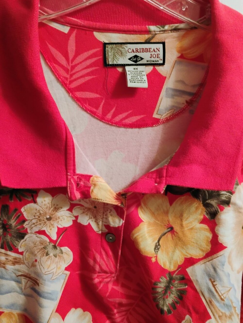 Pink Women's Caribbean Joe Polo Style Shirt 3X